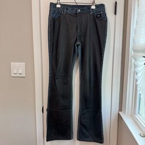 Harley Davidson Leather Panel Jeans Bootcut Denim Biker Pants Size‎ 12